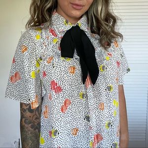 Zara basic polka dot trendy button down size xs